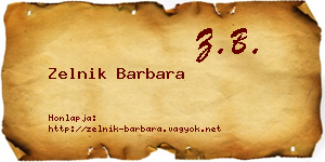 Zelnik Barbara névjegykártya